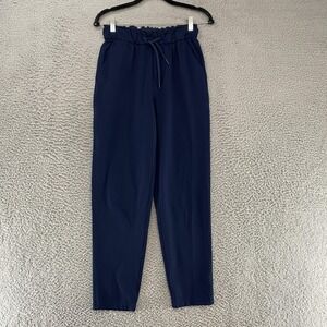 Lululemon On the Move Pants Womens 4 Navy High Rise Tapered Paperbag